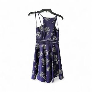City Studio Purple Floral Juniors Glitter Fit and Flare Dress